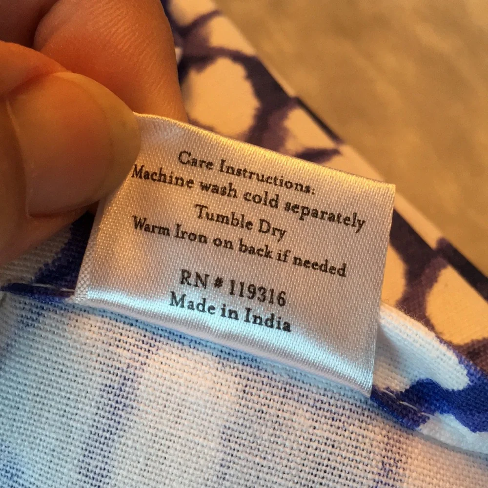 Paper Source Shibori Tea Kitchen Dish Towel Set of Two NWT Cotton 28”x 20”India